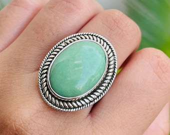 Natural Green Variscite ring|Newlander Green Variscite mineral|Utah Variscite|Handmade silver 925 ring, all size, boho rings for women