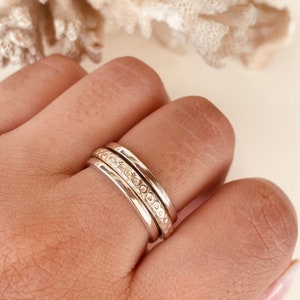 Two tone Silver Spinner ring for women,Fidget spinner ring, Sterling silver 925, Handmade silver 925 ring,Meditation ring ,Mother's day Gift