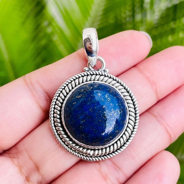 Lapis lazuli pendant,handmade simple elegant pendant, sterling silver, mother’s day gifts, women jewellery, gemstone jewellery