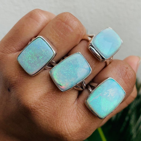 Sterling Opal silver ring, all size, Monarch Australian Opal|Boulder Opal Australian, rings for woman, gifts for her ,Handmade jewelry