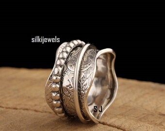 Solid 925 Sterling Silver Spinner Ring Handmade Ring Statement Ring sr9926