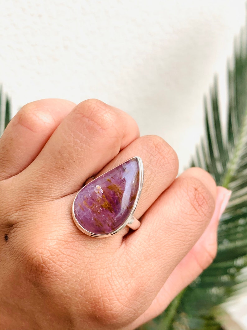 Melody/'s Stone Super Seven Crystal Ring Amethyst Cacoxenite Rutile Lepidochrosite Goethite Smoky Quartz Silver handmade ring