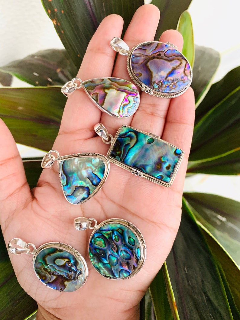 Paua Abalone Shell Pendant multi shine pendant handmade Etsy