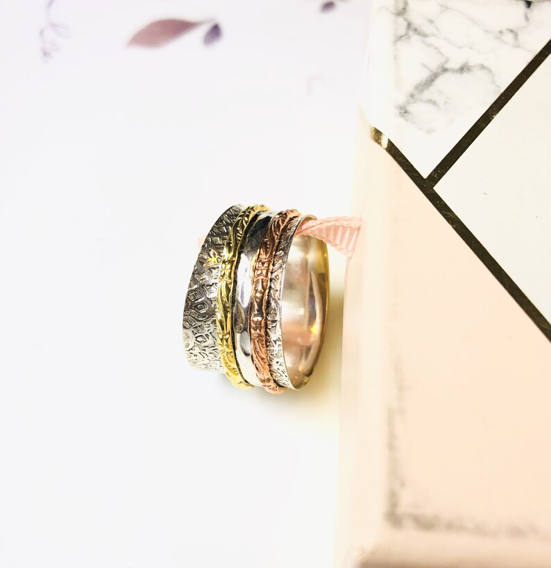 Hammered,Spinner rings fidget rings,bands meditation meditation bands,gift for her Elegant,Spinner ring 925 Sterling silver