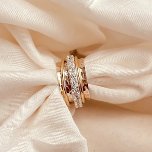 Diamond Fidget Eternity Spinner ring for women, Gold Fidget spinner ring, Sterling silver 925 Ring,  Spinner ring, Wedding Rings