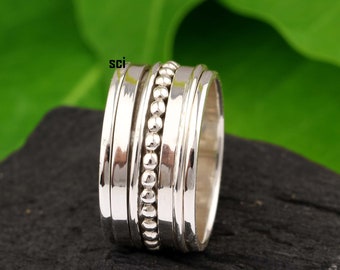 Details about / Solid 925 Sterling Silver Ring Meditation Ring Spinner Ring Women Ring e186