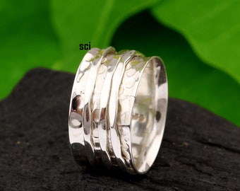 Solid 925 Sterling Silver Spinner Ring Anxiety Ring Meditation Ring Spinner Ring Silver Spinner Ring Silver Ring All Ring Size