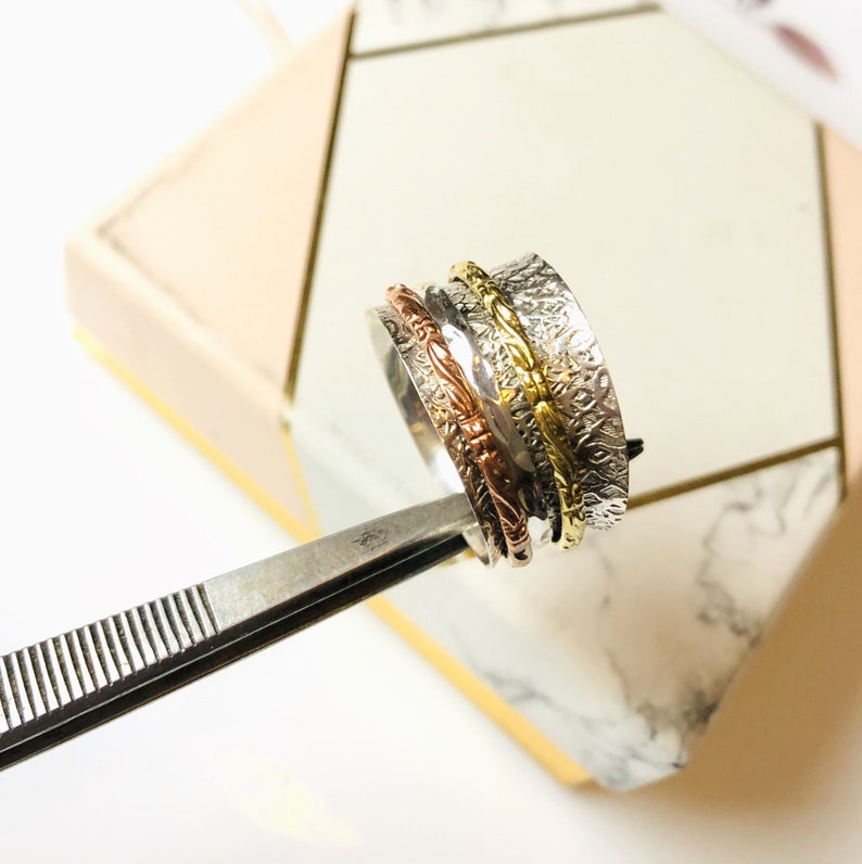 Hammered,Spinner rings fidget rings,bands meditation meditation bands,gift for her Elegant,Spinner ring 925 Sterling silver