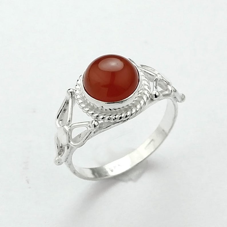 S02881 2.70 Gm Natural Red Onyx Gemstone Designer Ring Onyx Cabs Vintage Ring Solid Silver Handmade Unisex Ring