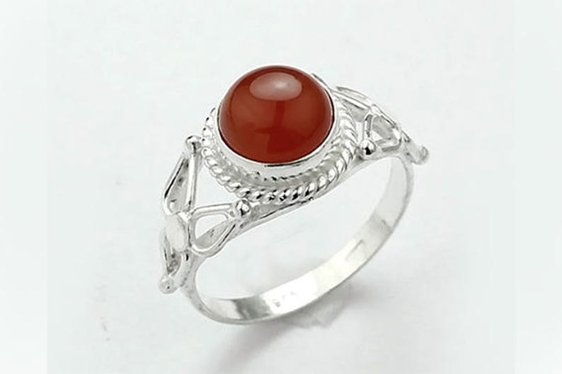 S02881 2.70 Gm Natural Red Onyx Gemstone Designer Ring Onyx Cabs Vintage Ring Solid Silver Handmade Unisex Ring