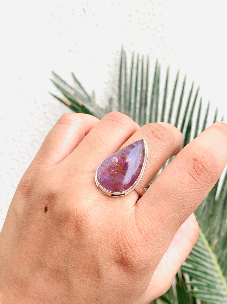 Melody/'s Stone Super Seven Crystal Ring Amethyst Cacoxenite Rutile Lepidochrosite Goethite Smoky Quartz Silver handmade ring