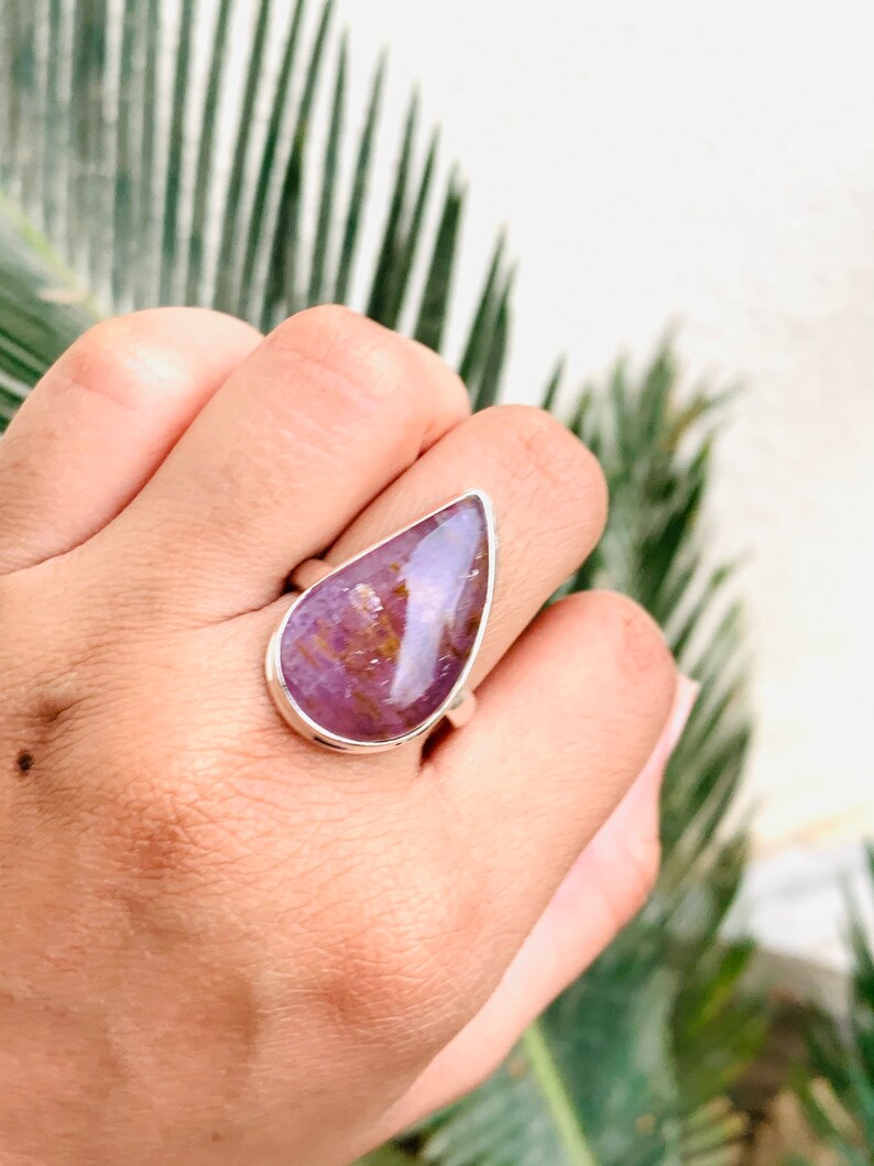 Melody/'s Stone Super Seven Crystal Ring Amethyst Cacoxenite Rutile Lepidochrosite Goethite Smoky Quartz Silver handmade ring
