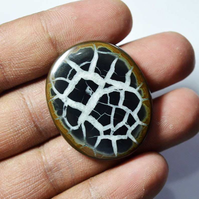 53 Cts Natural Septarian Cabochon Designer Septarian Loose Gemstone 35x29x5 MM G3692
