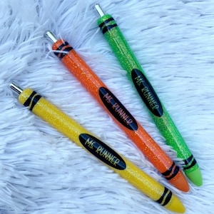 Glitter Crayon Pen | Teacher Pen | Custom Pen | Teacher Gift | Glitter Pen