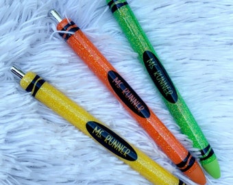 Glitter Crayon Style Pen | Teacher Gift, Custom Pen