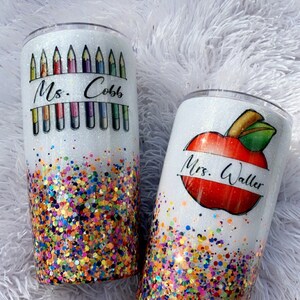Teacher Tumbler | Glitter Tumbler | Teacher Gift | Confetti Tumbler | Crayon Cup