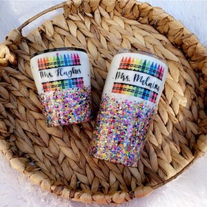 Teacher Tumbler | Glitter Tumbler | Teacher Gift | Confetti Tumbler | Crayon Cup