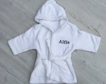 Personalised Kids Dressing Gown - Custom Toddlers Bath Robe - Embroidered Name