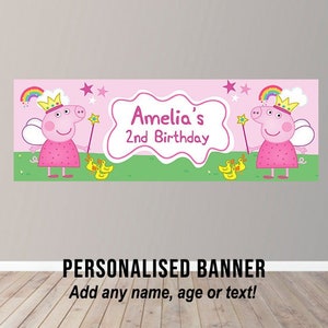 Personalised Peppa Pig Princess Themed Birthday Banner Party Poster