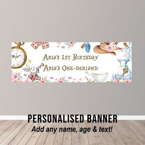 Personalised Birthday Banner Party Poster Alice in Onederland