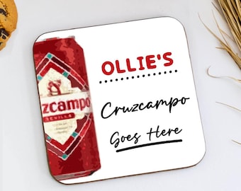 Personalised Cruzcampo Goes Here Coaster, Cruzcampo Novelty Gift, Custom Beer Coaster Gift, Office Desk Decor, Funny Gift, Friend Gift
