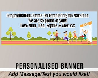 Personalised Marathon Banner Party Poster Half Marathon 5k 10k London Marathon