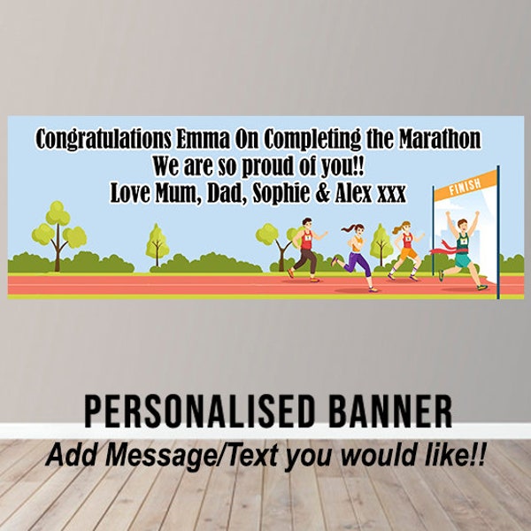 Personalised Marathon Banner Party Poster Half Marathon 5k 10k London Marathon