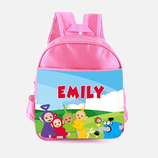 Personalised Teletubbies Pink Girls Backpack - Custom Boys Children's School Bag - Printed Name