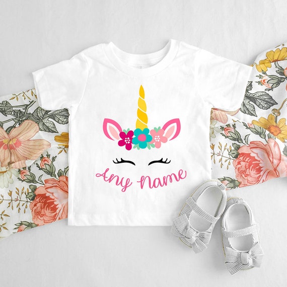 Personalised Name Unicorn Eyes Head Children/'s Kids T Shirts T-Shirt Top Stars