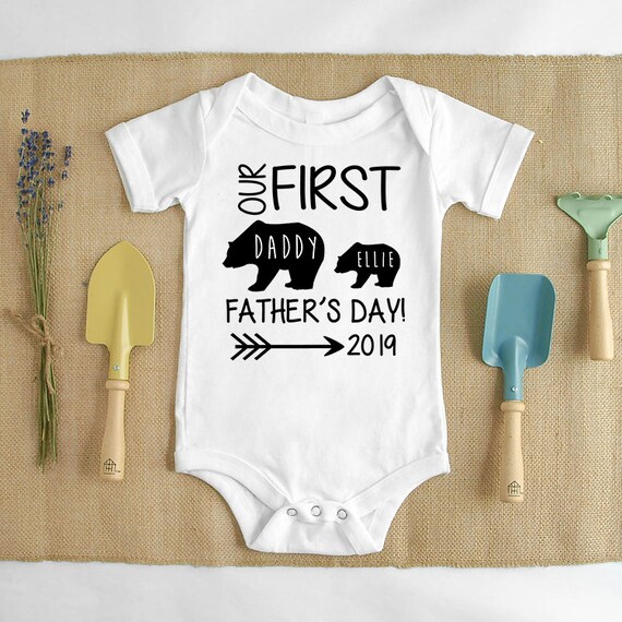 Our First Fathers Day 2019 Personalised Father/'s Day Baby Vest Girls Baby Grow