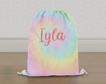 Personalised Tye Dye PE Bag - Custom Childrens Drawstring PE Bag Swimming Bag, Kids School Bag