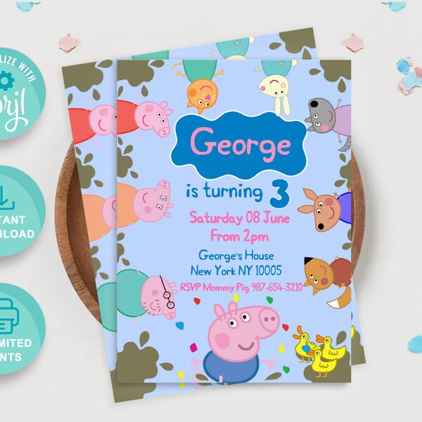 George Pig Invite - Etsy