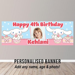 Personalised Cinnamon Roll Inspired Photo Birthday Banner Party Poster Backdrop