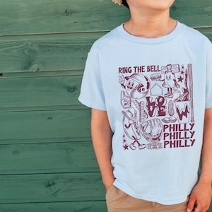 Kids Unisex Philly Baseball Shirt, Game Day Shirt, Vintage Philadelphia Sports, Gift for Philadelphia Fan, Retro Cartoon, Little League tee