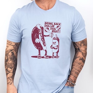 Bring Back Dollar Dog Night T Shirt, Powder Blue and Maroon, Retro Cartoon, Philadelphia Fan, Gift for Philly Fan