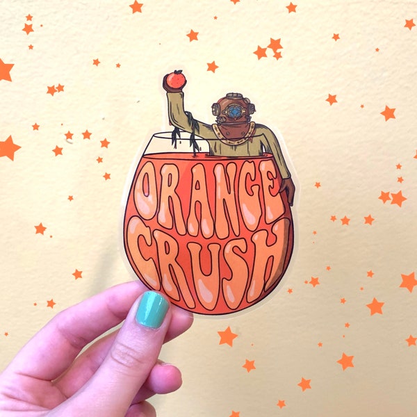 Orange Crush Transparent Sticker, laptop sticker, cooler sticker, decal, Original Artwork