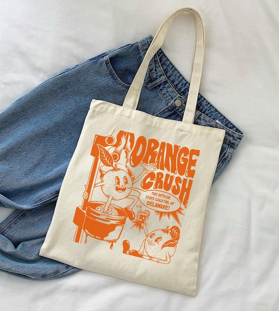 Orange Crush Canvas Tote Bag, Gift for Best Friend, Trendy Beach