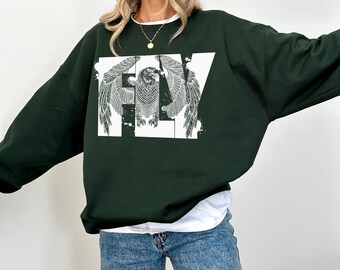FLY Eagles Graphic Crewneck, Philadelphia Sweatshirt, Philadelphia Fan Gift,  Vintage Tailgate Outfit