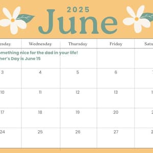 Month of June 2025 Calendar