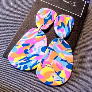 Multicolor Abstract Clay Statement Earrings