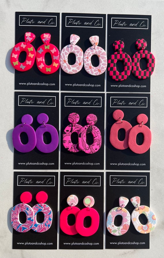 The Milo - Dangle Statement Abstract Clay Lightweight Earrings - “Barbie” Inspired Collection