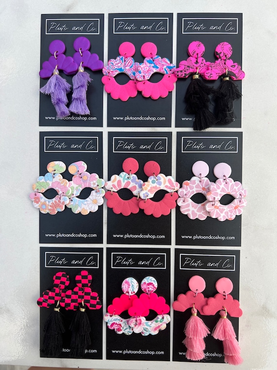 The Luna - Dangle Tropical Statement Abstract Clay Lightweight Earrings - “Barbie” Inspired Collection