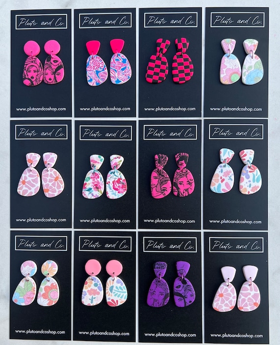 The Andie JR. - Summer Tropical Lightweight Statement Abstract Clay Earrings - “Barbie” Inspired Collection (patterned)