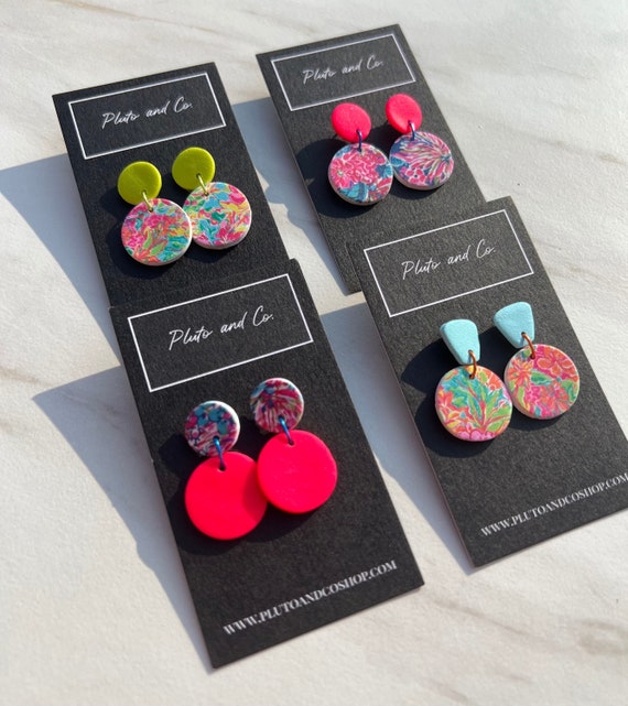 The Coco - Dangle Tropical Statement Abstract Clay Lightweight Earrings - Pool Party Collection