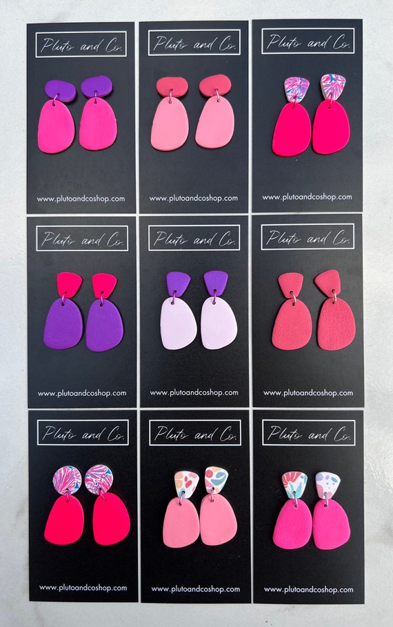 The Andie JR. - Summer Tropical Lightweight Statement Abstract Clay Earrings - “Barbie” Inspired Collection (solid)