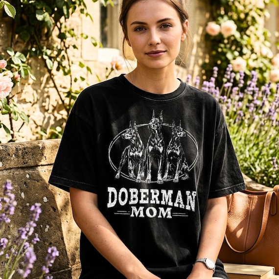 Doberman Mom Shirt, Dog Mom Gift, Doberman Pinscher Tee, Doberman Owner Shirt, Guard Dog Lover, Vintage Dog Tee