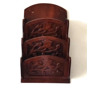 Porta-correspondências de parede de madeira, vintage francês, decoração de parede de entrada.