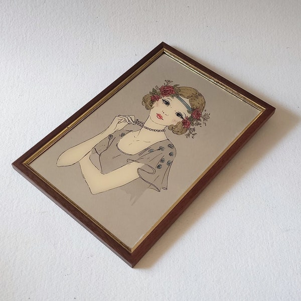 Miroir sérigraphié femme charleston, miroir décoratif, déco chambre vintage