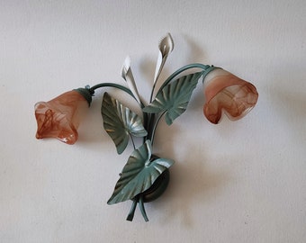 Floral wall sconce, vintage french, arum flower decor.