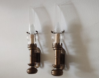 Old train wall sconces, industrial style, western decor.